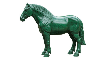 Green jade horse statue isolated, Chinese zodiac animal sculpture for feng shui and oriental decor,...