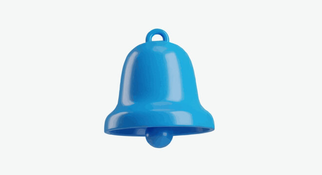 A bright blue three-dimensional notification bell icon rendered with a simple design and a white background suggesting an alert or reminder symbol perfect for digital interfaces and applications