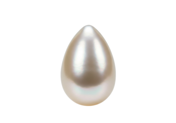 Teardrop shaped pearl isolated on transparent background, lustrous gem with iridescent sheen for jewelry design