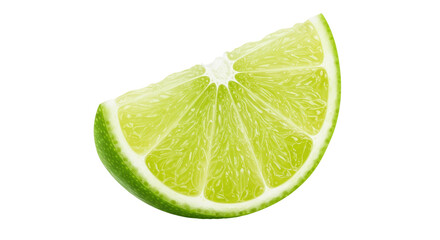 Fresh lime wedge isolated PNG, juicy green citrus fruit slice for summer cocktails and refreshing...