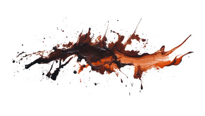 Naklejka premium Abstract splash of brown and black paint on a white background. dynamic movement and creativity. suitable for artistic projects or modern design themes