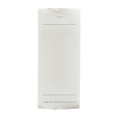 Blank Retail Receipt with Torn Edges and Asterisks at Top paper shopping isolated on a transparent background