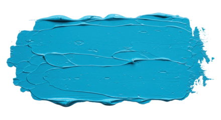 Vibrant turquoise paint stroke isolated on transparent background, abstract acrylic texture for design and creative projects