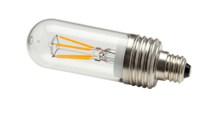 Clear tubular LED light bulb isolated, energy-efficient lighting for home decor and vintage-style fixtures