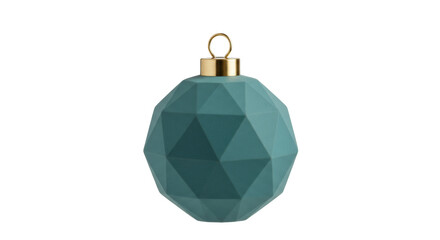 Fototapeta premium Geometric teal Christmas ornament isolated, modern holiday decoration for festive season and winter celebrations
