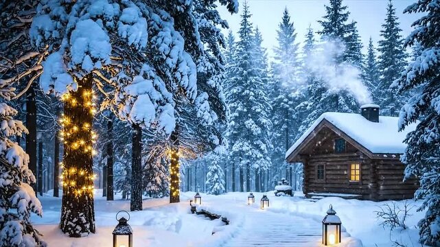 christmas celebration with snowman in the village. with cartoon style. seamless looping time-lapse video animation background.