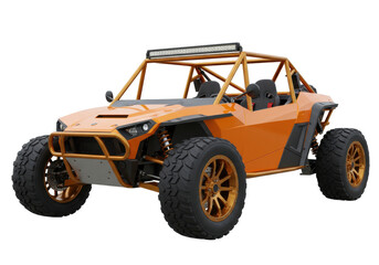 Orange dune buggy isolated PNG, off-road vehicle with roll cage for extreme sports and recreational driving © Hans