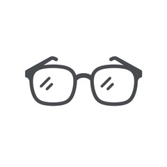 Fototapeta premium Black framed eyeglasses with clear lenses on a white background, a minimalist illustration