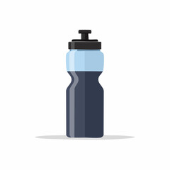 Dark Gray and Blue Sports Water Bottle with Black Cap and Push Spout
