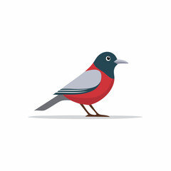 Obraz premium Stylized red and gray bird with dark blue head standing on two legs