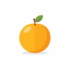 Illustrated orange fruit with a green leaf, cartoonish food illustration on a white background