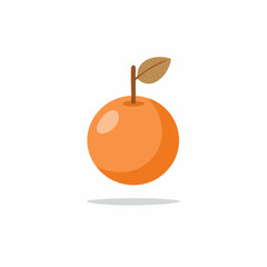 Obraz premium A single bright orange fruit with a brown stem and leaf floats against a white background.