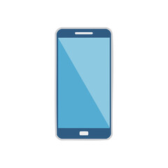 Sleek Flat Design Illustration of a Modern Smartphone with Blank Blue Screen
