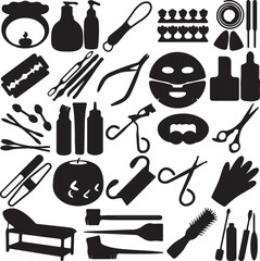 Silhouette of Beauty tools, Spa Icons, Cosmetics. A set of Vector Silhouette - Beauty tools, Spa Icons, Cosmetics
