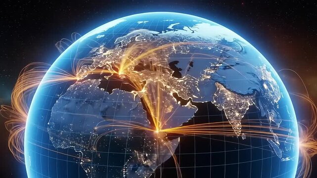 Global Network Connections - A Visual Representation of Interconnectivity.