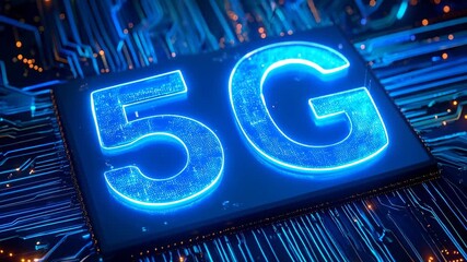 Futuristic 5g wireless communication and network technology expansion. glowing data chip powers future internet, driving global high speed connectivity and innovation - Powered by Adobe