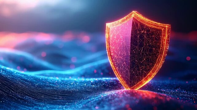 Advanced ai technology for fraud detection and fintech security. digital cybersecurity shield providing robust network protection against online threats for complete safety