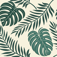 Tropical Foliage Pattern: A vibrant and inviting tropical leaf pattern. The arrangement of the leaves is dynamic, creating visual interest and texture.