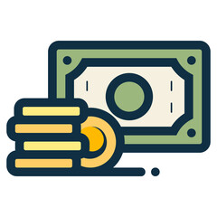 money with stacked coin icon