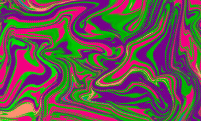Vibrant psychedelic swirls of pink green and purple abstract fluid art background