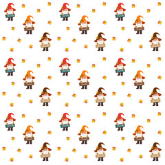 Autumn gnomes with maple leaves