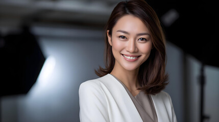 Fototapeta premium asian smiling businesswoman studio background