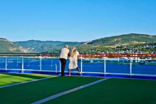 Peaceful time on board of cruise ship in the harbor of Corner Brook NL Canada