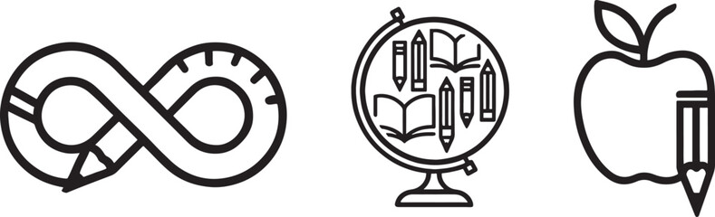 Back to school elements as globe book apple pencil symbol