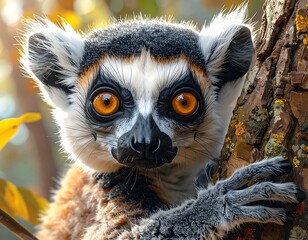 Obraz premium Close-up portrait of a lemur