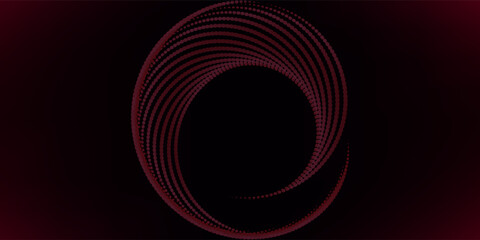 Abstract red speed light lines neon ring glowing circle round movement on black background vector illustration.