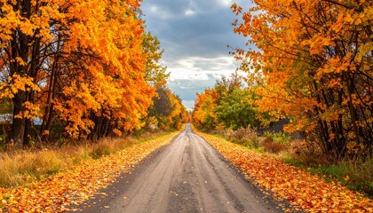 Fototapeta premium Autumn Village Road