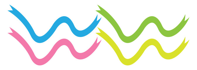  colored line with a zig zag pattern. Abstract Seamless Zigzag Modern Lines. Abstract Retro Line Background. Patchwork of 4 geometric patterns on white. 