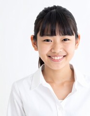 日本人,女性,10代,笑っている,シンプルな白い背景,Simple white background,Japanese,Female,Teens,Laughing