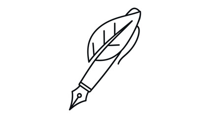 Eco-Ink: A unique illustration of a pen with a nature-inspired touch, a leaf detail, combining the world of writing and the beauty of the environment.