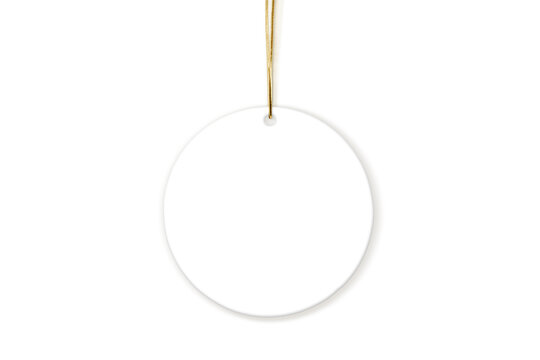 Round Ornament Mockup on White Background - Flat Lay
