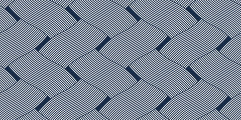 Traditional lacing wicker seamless pattern, vector weaving geometric repeat abstract background, interlacing rattan knitting tiling wallpaper. © Sylverarts