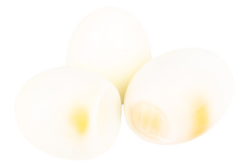 Boiled Egg Halves on White Background