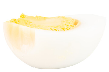 Boiled Egg Halves on White Background