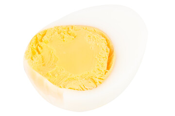 Boiled Egg Halves on White Background