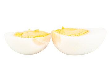 Boiled Egg Halves on White Background