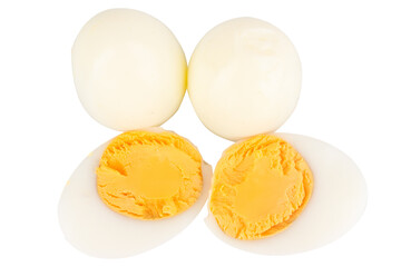 Boiled Egg Halves on White Background