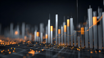 Tech-inspired data charts and rising curves