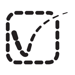 check icon circle and square. Tick symbol in black. Hand drawn checkmark illustration. Check line icon. Vector illustration