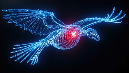 Futuristic eagle soars with vibrant glowing energy, a symbol of digital freedom and innovation, perfect for tech brands and visionary campaigns