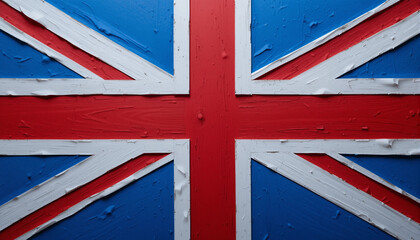 Fototapeta premium Textured British flag design on a painted surface with a vibrant color palette