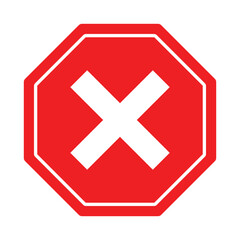 Obraz premium denied access red octagon icon with cross mark. icon design for indicating a denial, error, or stop signal. forbidden action symbol. critical error alert icon. vector illustration and transparent PNG 