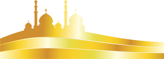 vector illustration of a golden mosque banner