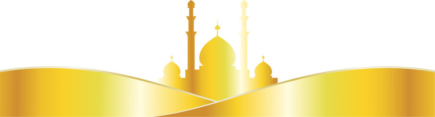 vector illustration of a golden mosque banner