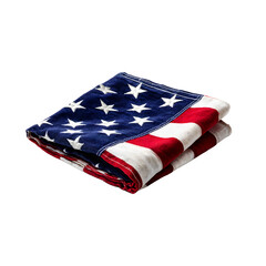 American flag folded neatly, white isolated background