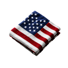 American flag folded neatly, white isolated background